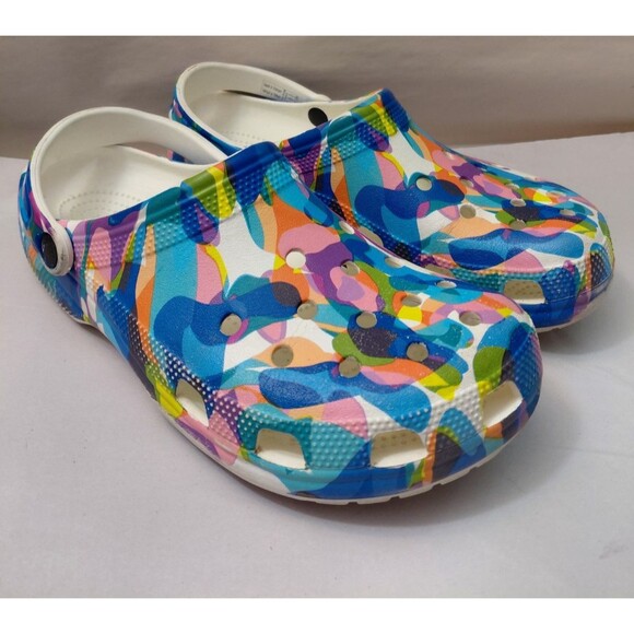 Crocs Classic Confetti Bubble Block Clogs White Multi Color Women’s 12 Men’s 10 - Picture 1 of 11